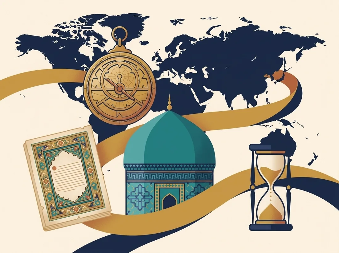 Usturlob, qo‘lyozma, moviy gumbaz va qum soat — tarix fani ramzlari